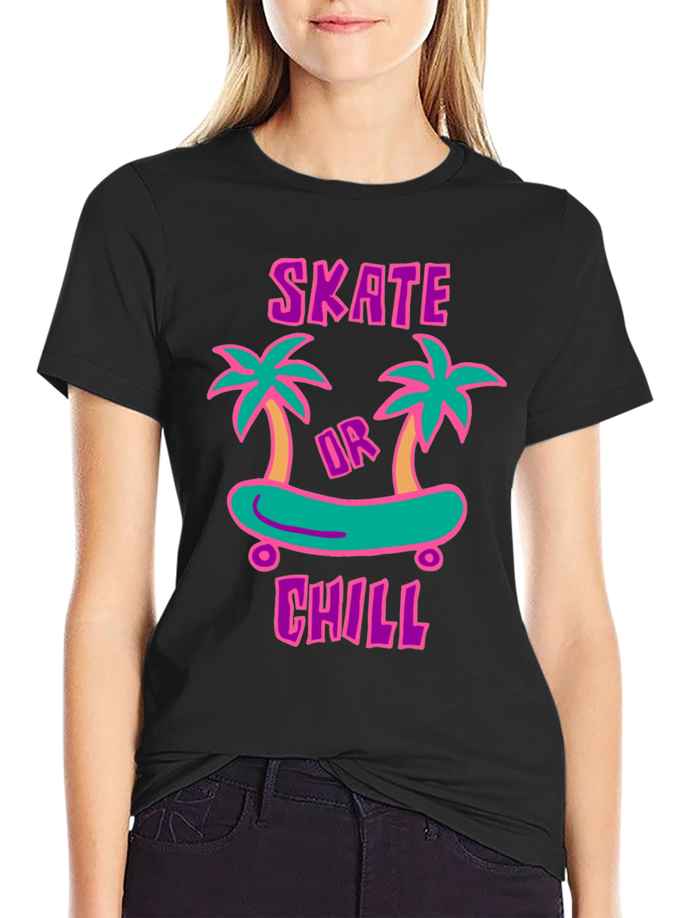 Skate or Chill Graphic T-Shirt - Casual Style