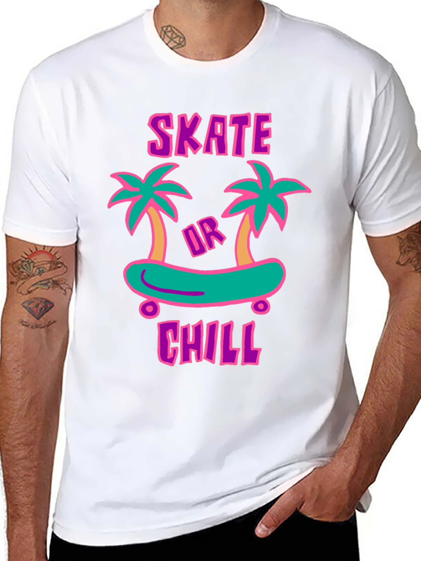 Skate or Chill Graphic T-Shirt - Casual Style