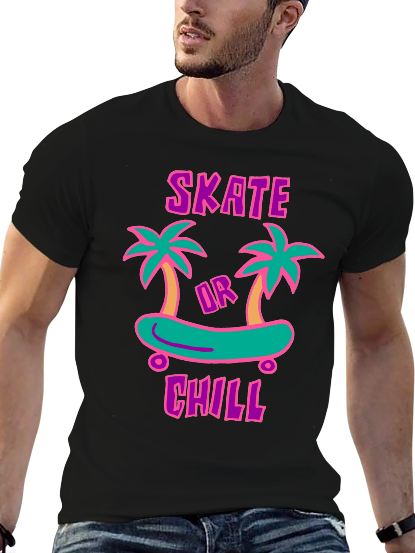 Skate or Chill Graphic T-Shirt - Casual Style