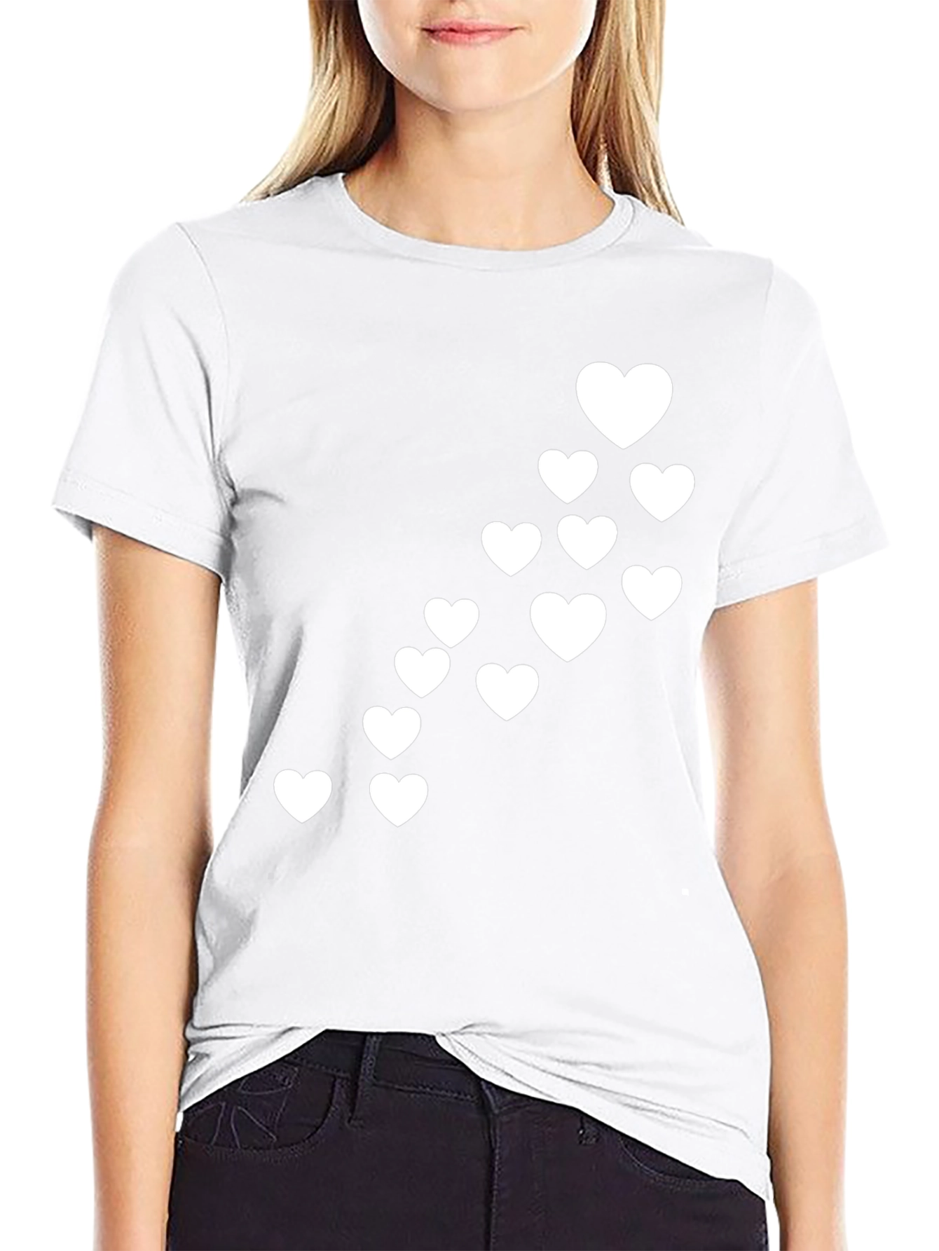Heart Cascade Graphic Black T-Shirt