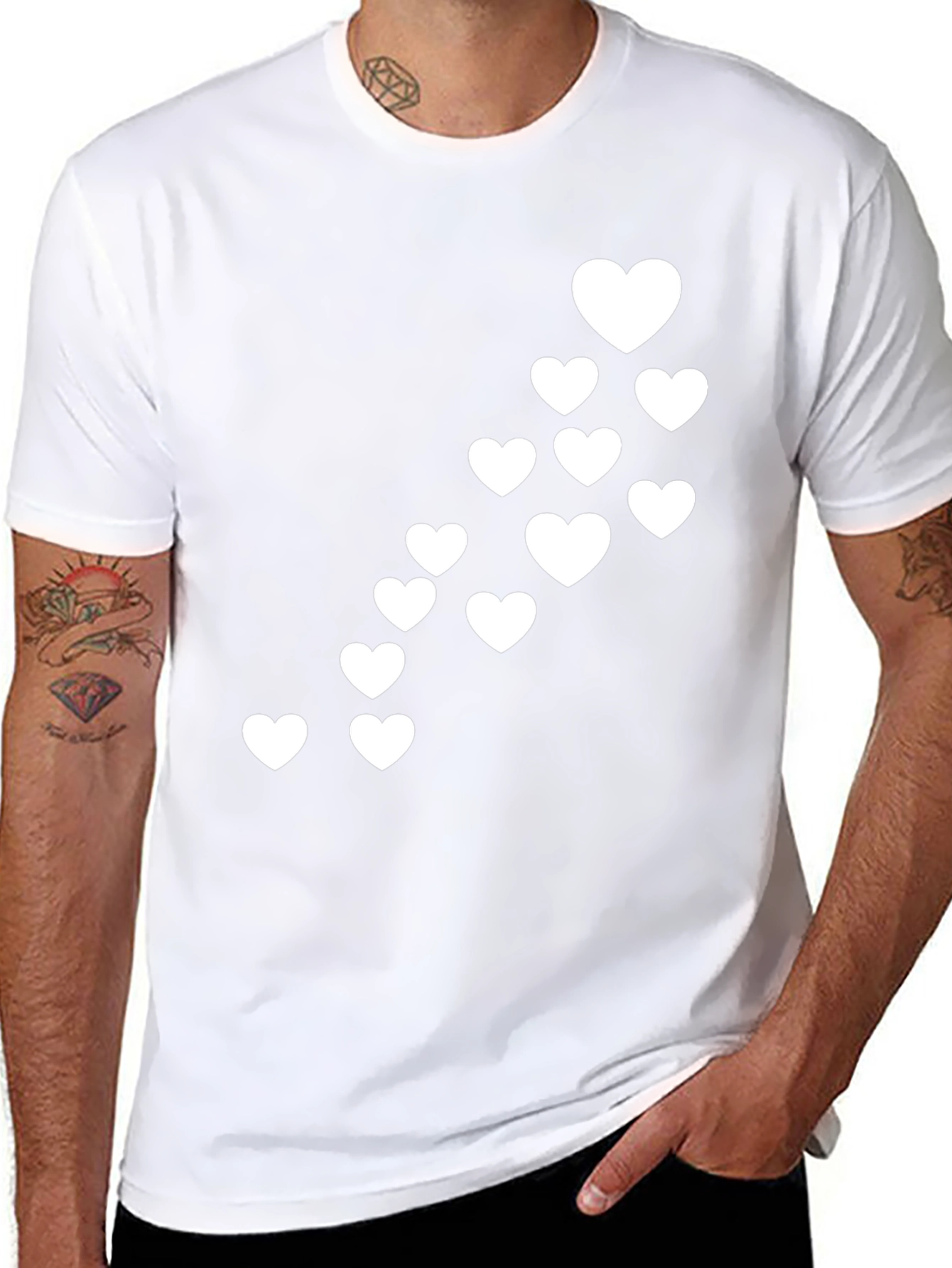 Heart Cascade Graphic Black T-Shirt