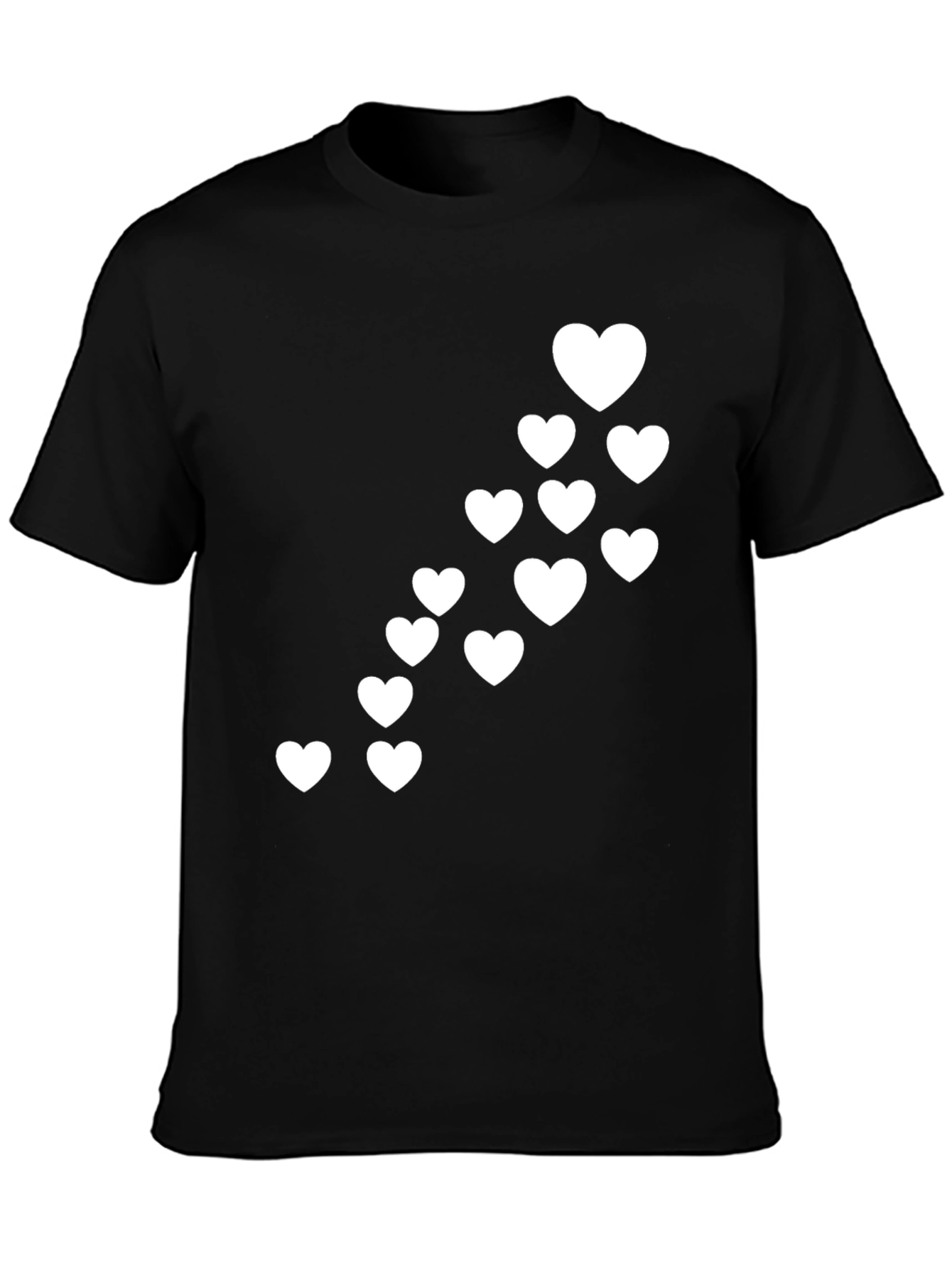 Heart Cascade Graphic Black T-Shirt