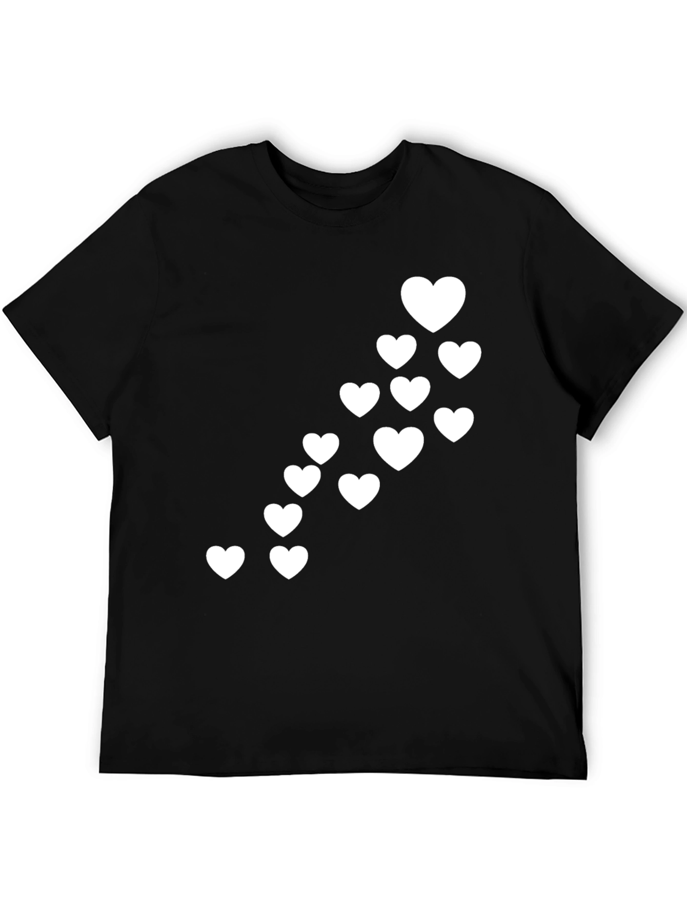 Heart Cascade Graphic Black T-Shirt