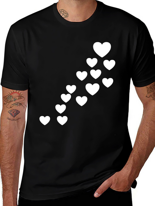 Heart Cascade Graphic Black T-Shirt