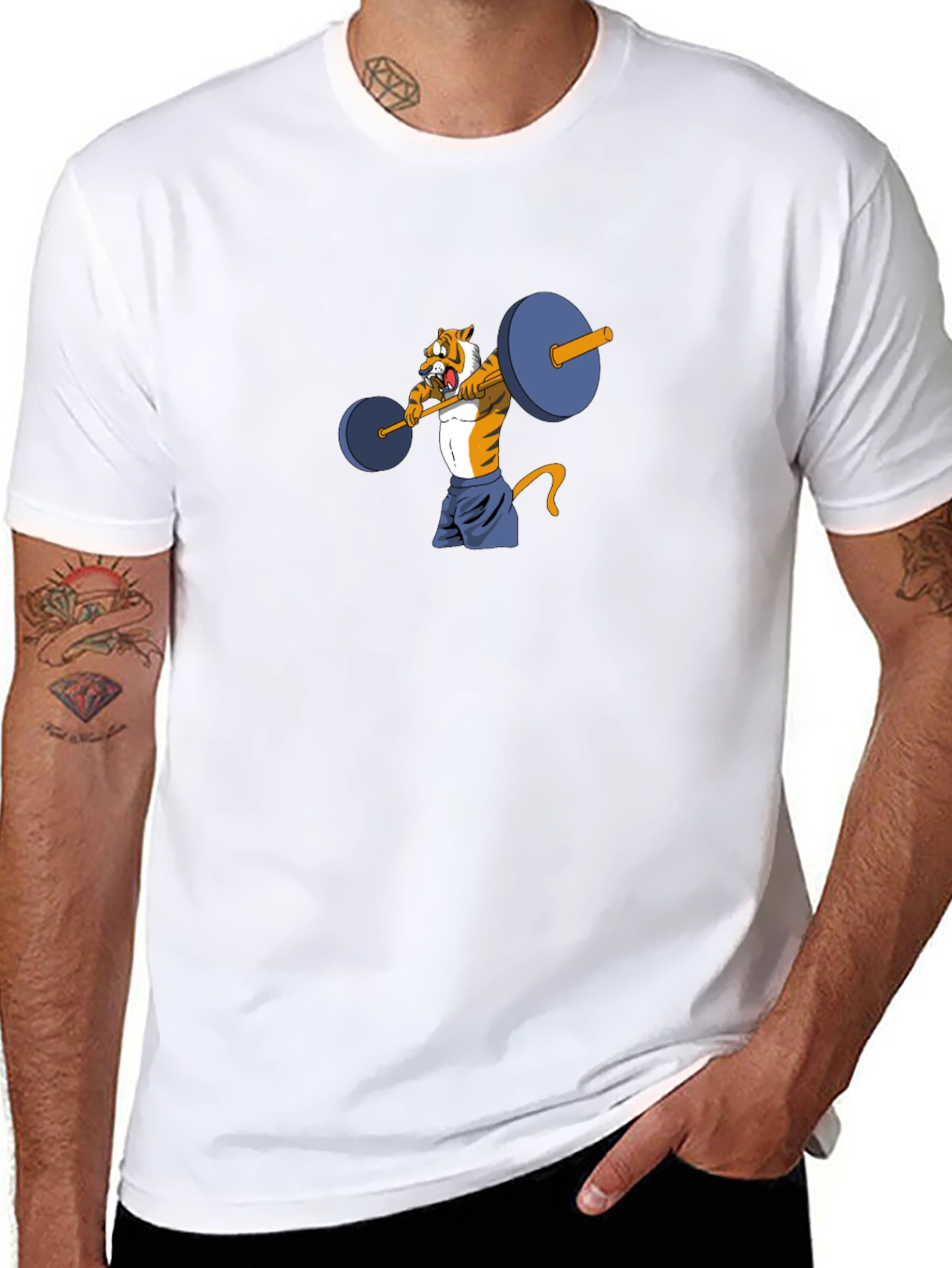 Tiger Lifting Weights Graphic Tee - Black
