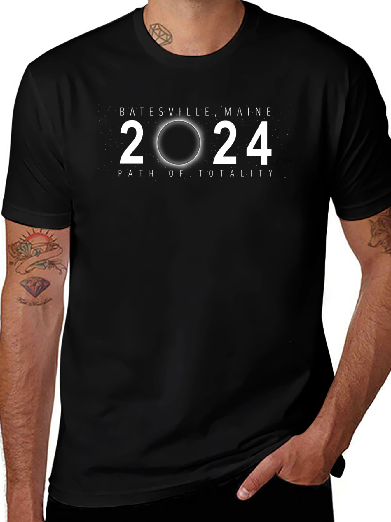 Batesville Maine 2024 Path of Totality Black T-Shirt