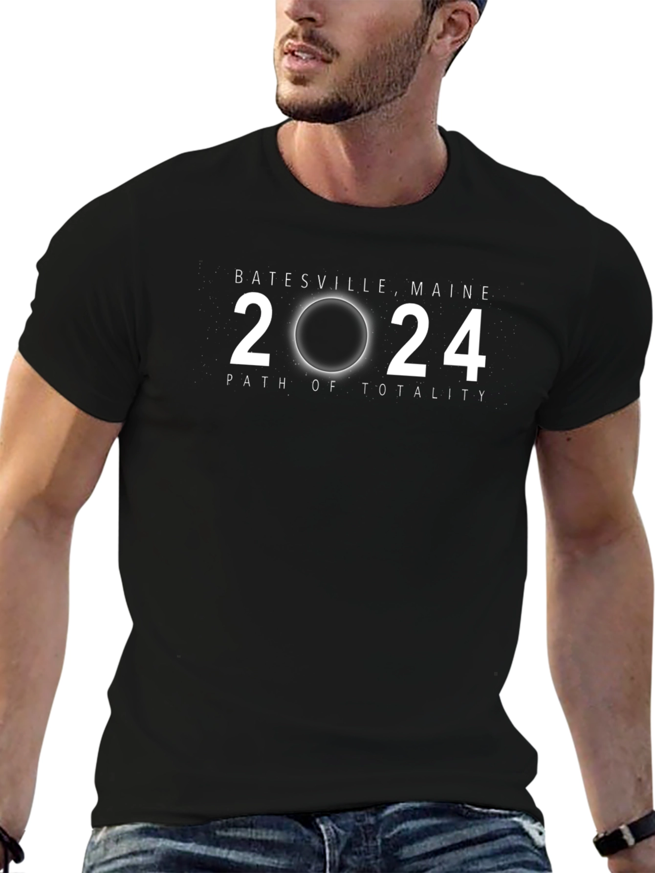 Batesville Maine 2024 Path of Totality Black T-Shirt