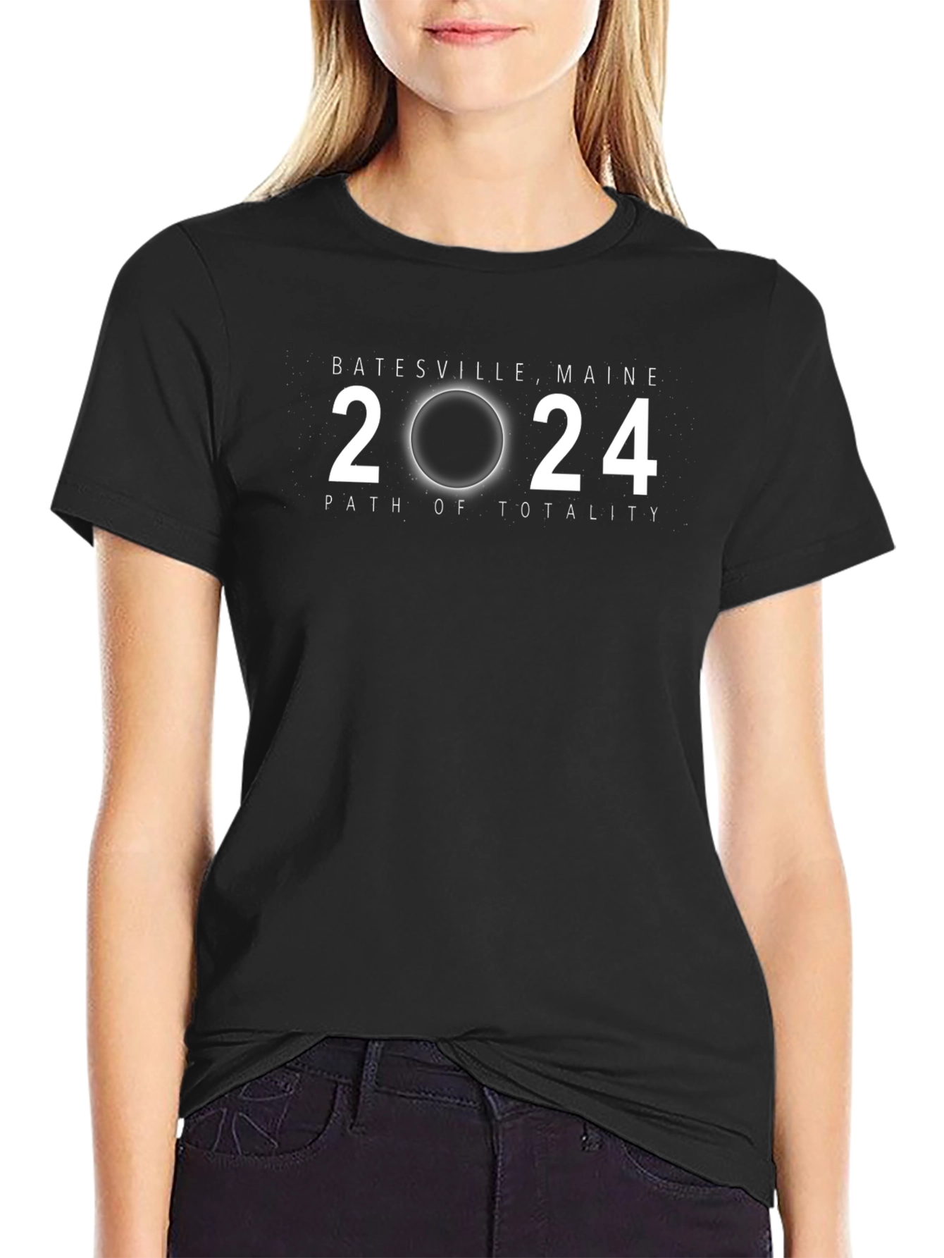 Batesville Maine 2024 Path of Totality Black T-Shirt