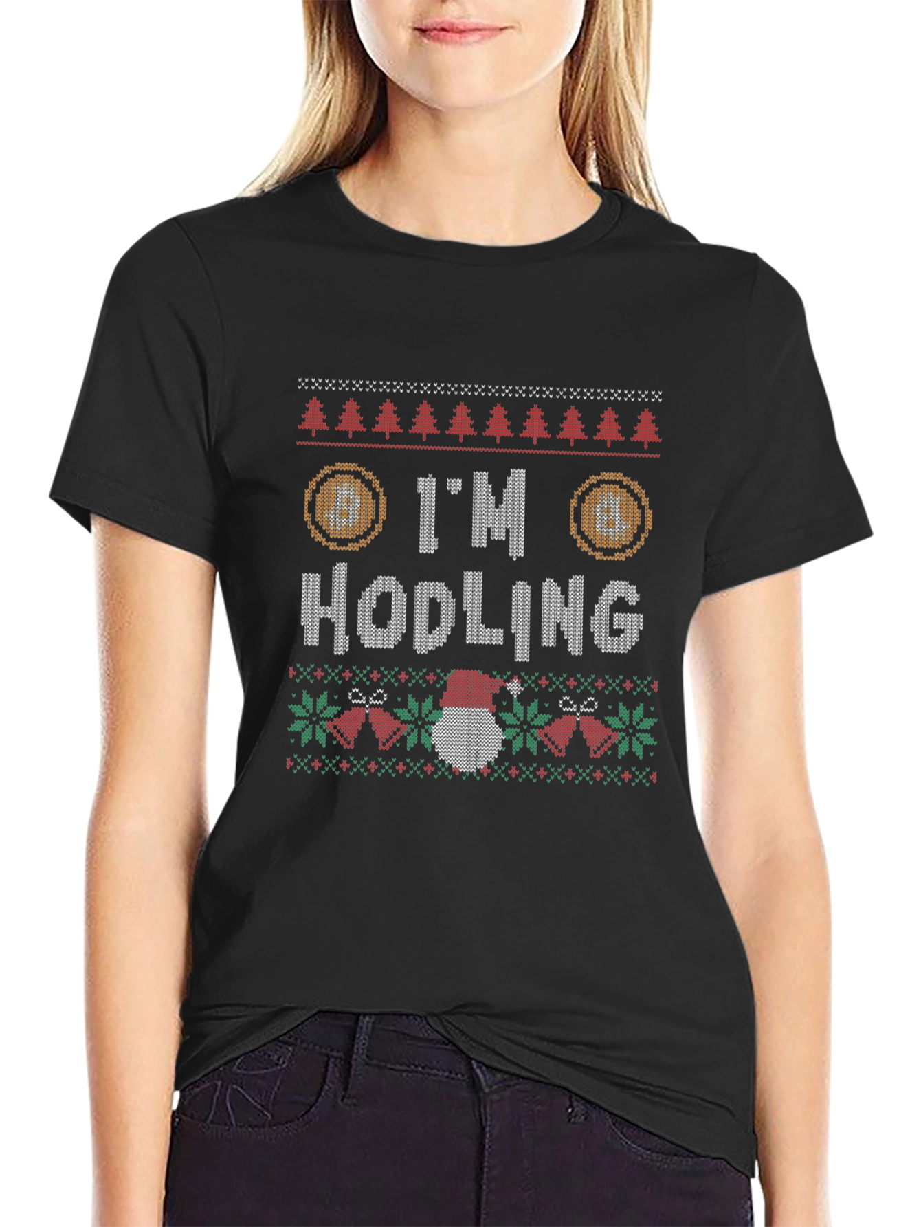 Im Hodling Christmas Sweater Style T-Shirt