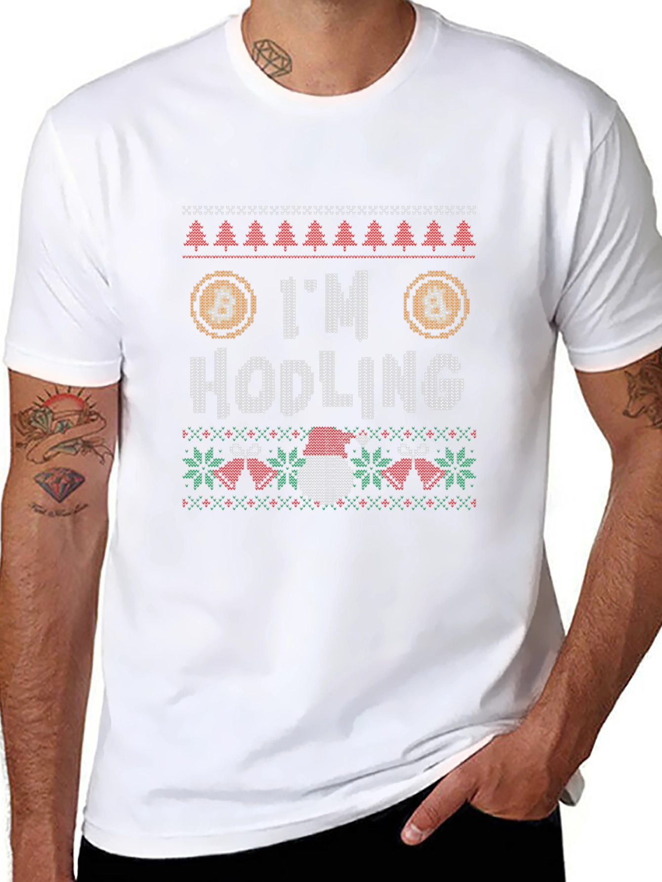 Im Hodling Christmas Sweater Style T-Shirt