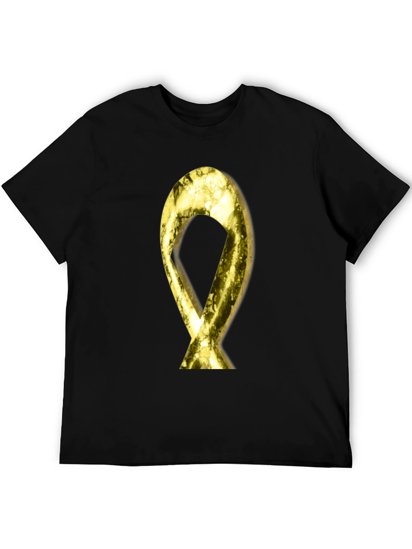 Gold Ribbon Graphic Black T-Shirt