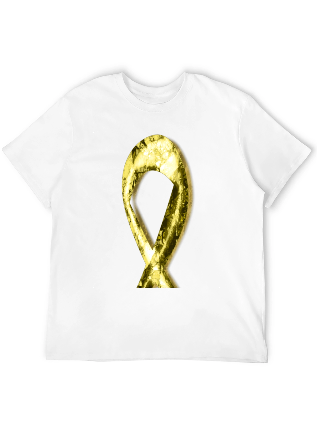 Gold Ribbon Graphic Black T-Shirt