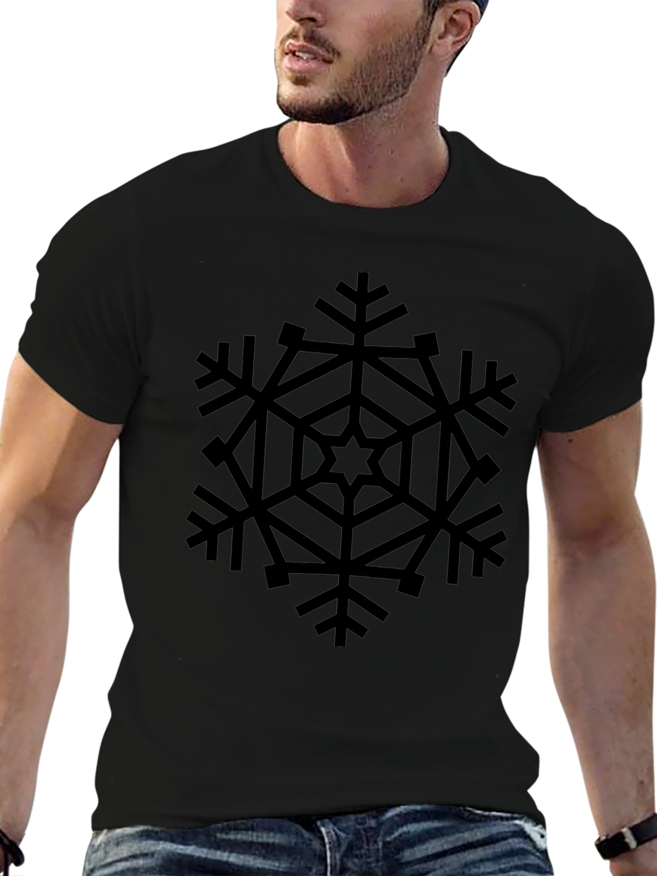 Black Snowflake Graphic Tee - Stylish Winter Apparel