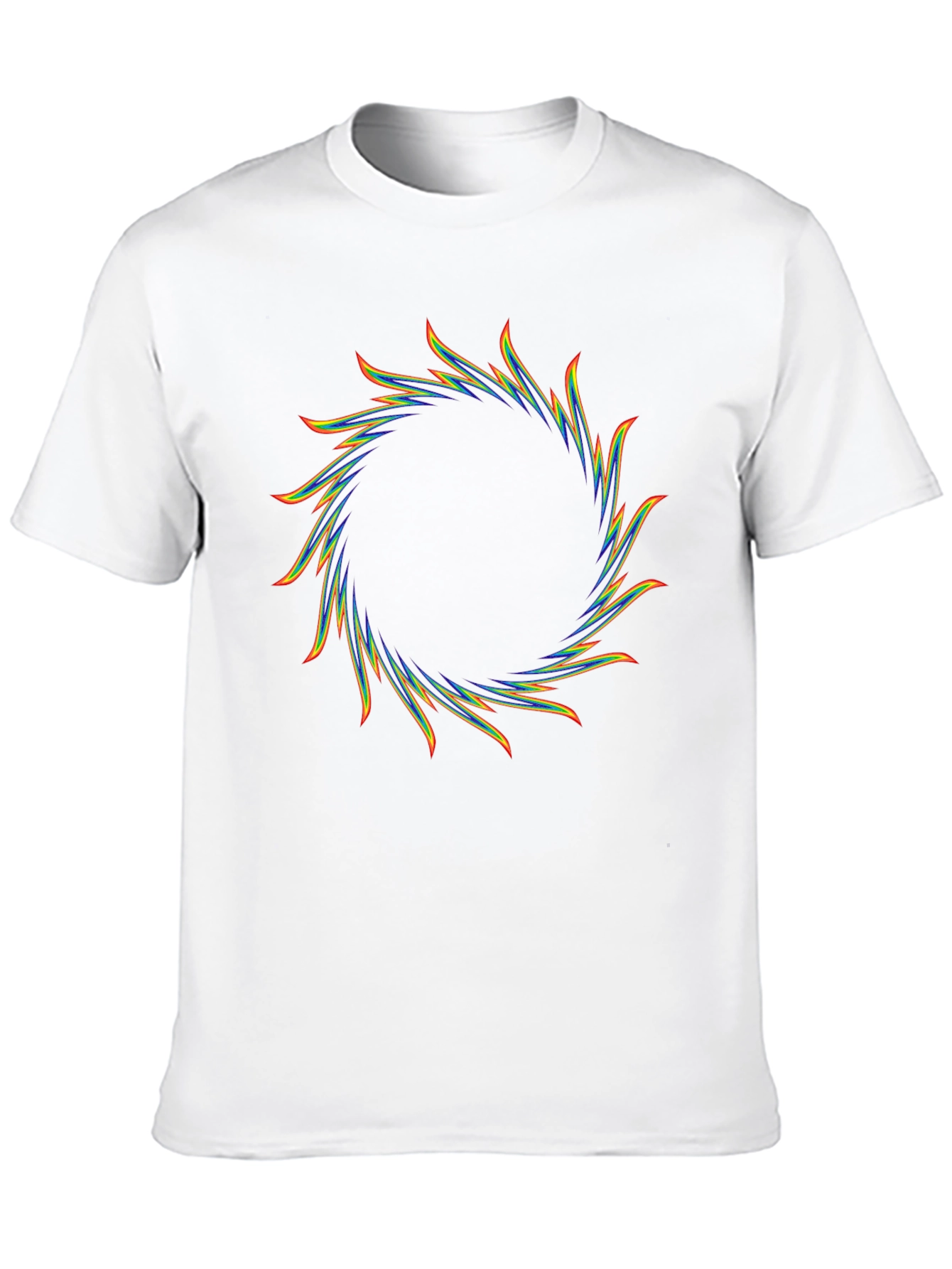 Rainbow Circular Flame Graphic Black T-Shirt