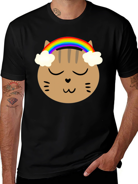 Rainbow Cat Graphic Tee - Soft Cotton Blend