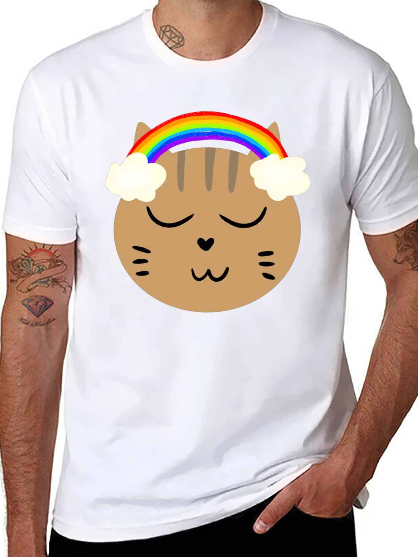 Rainbow Cat Graphic Tee - Soft Cotton Blend