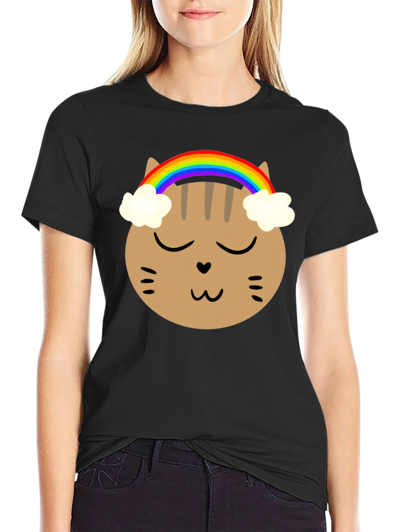 Rainbow Cat Graphic Tee - Soft Cotton Blend