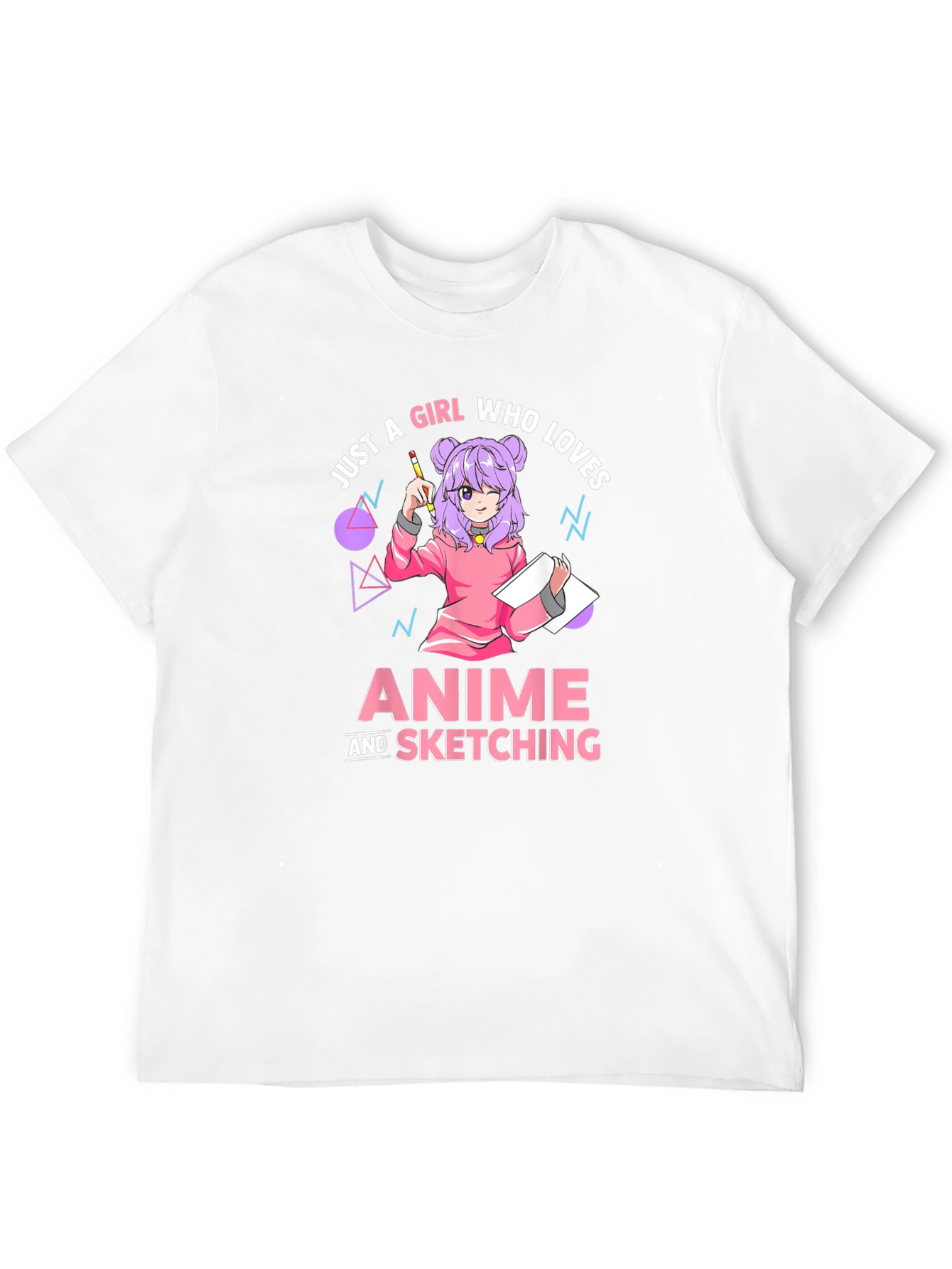 Anime and Sketching Girl T-Shirt - Black