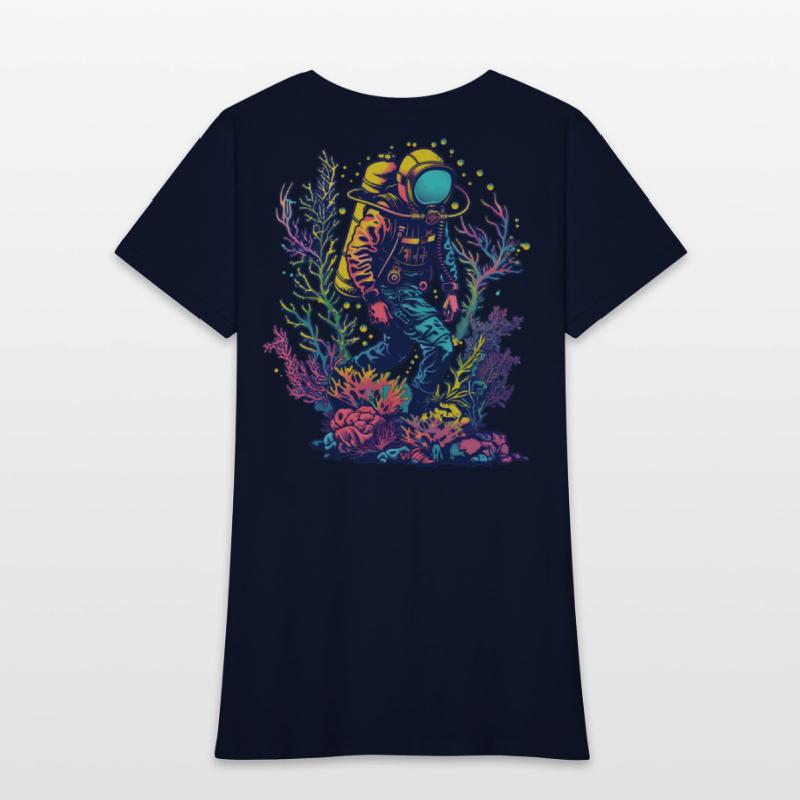 Neon Scuba Diver in Ocean Coral Reef