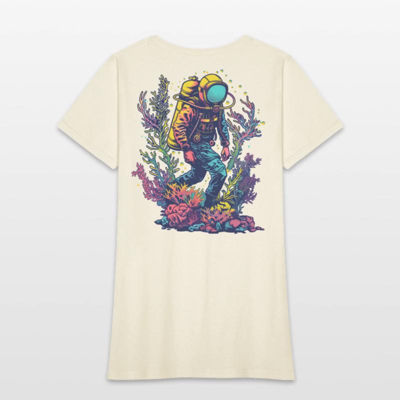 Neon Scuba Diver in Ocean Coral Reef