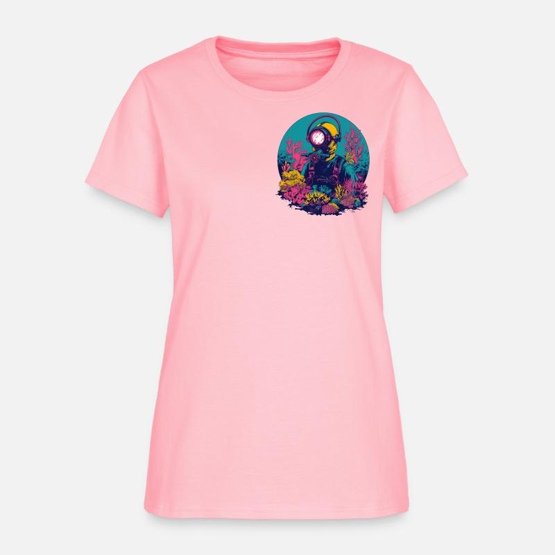Neon Scuba Diver in Ocean Coral Reef