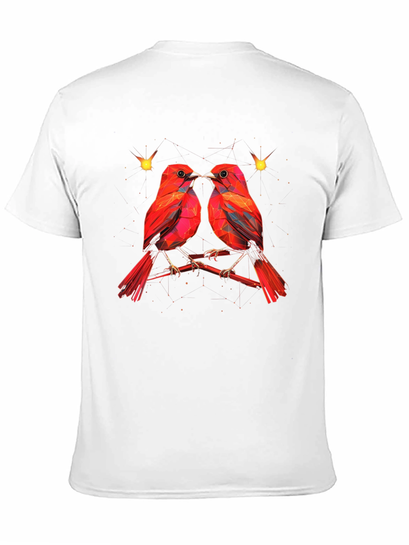 Geometric Bird Print Black T-Shirt