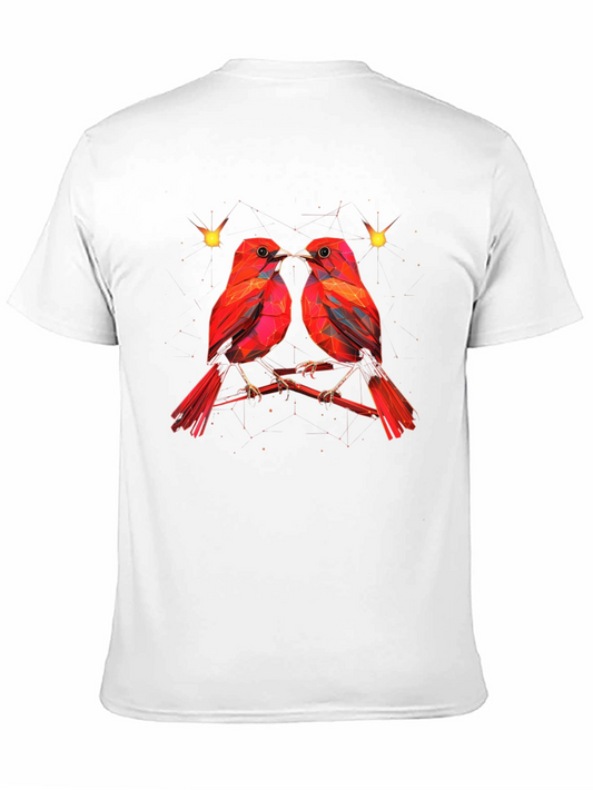 Geometric Bird Print Black T-Shirt