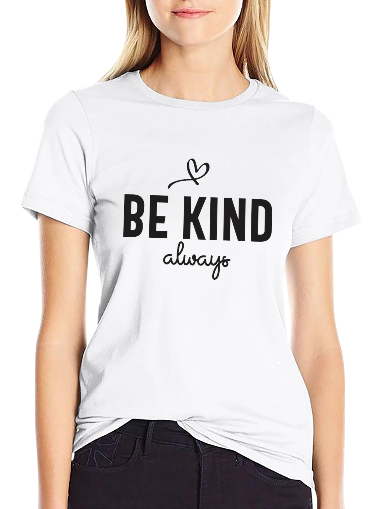 Be Kind Always T-Shirt - Black Crew Neck