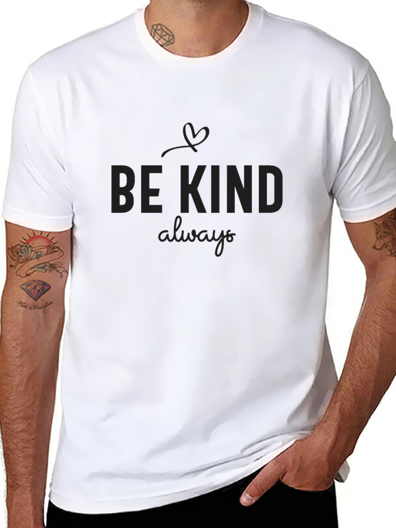 Be Kind Always T-Shirt - Black Crew Neck