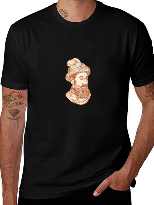 Vintage Black T-Shirt with Illustrated Man