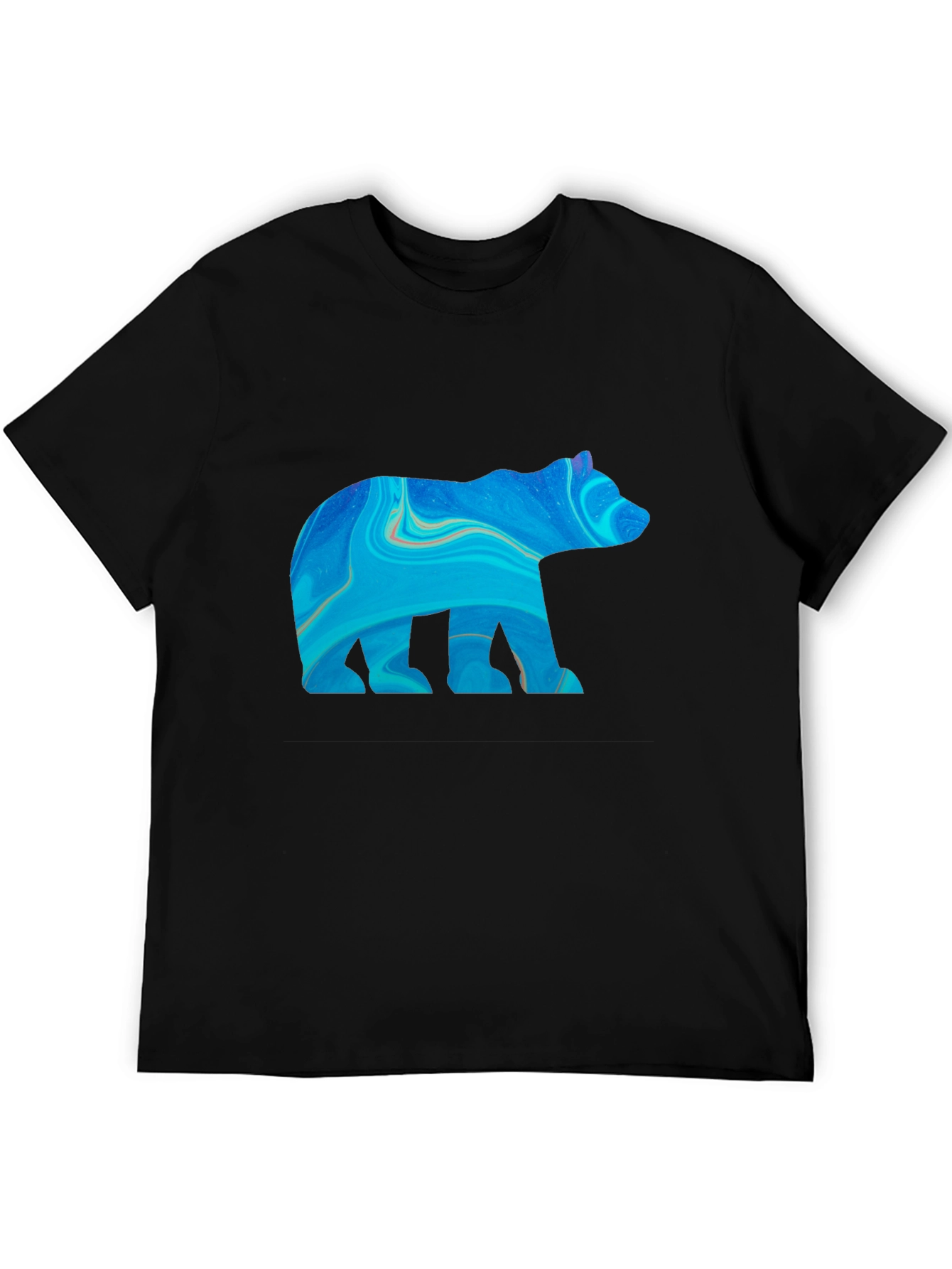 Abstract Bear Graphic Print Black T-Shirt