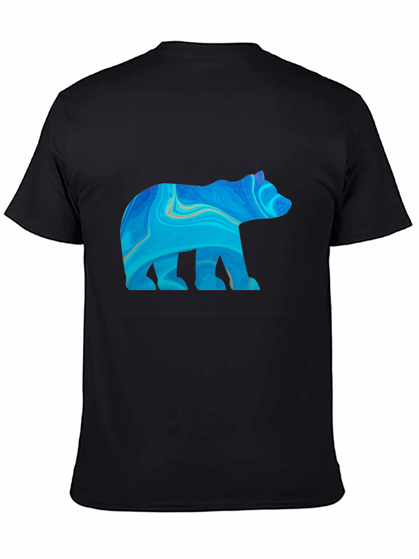 Abstract Bear Graphic Print Black T-Shirt