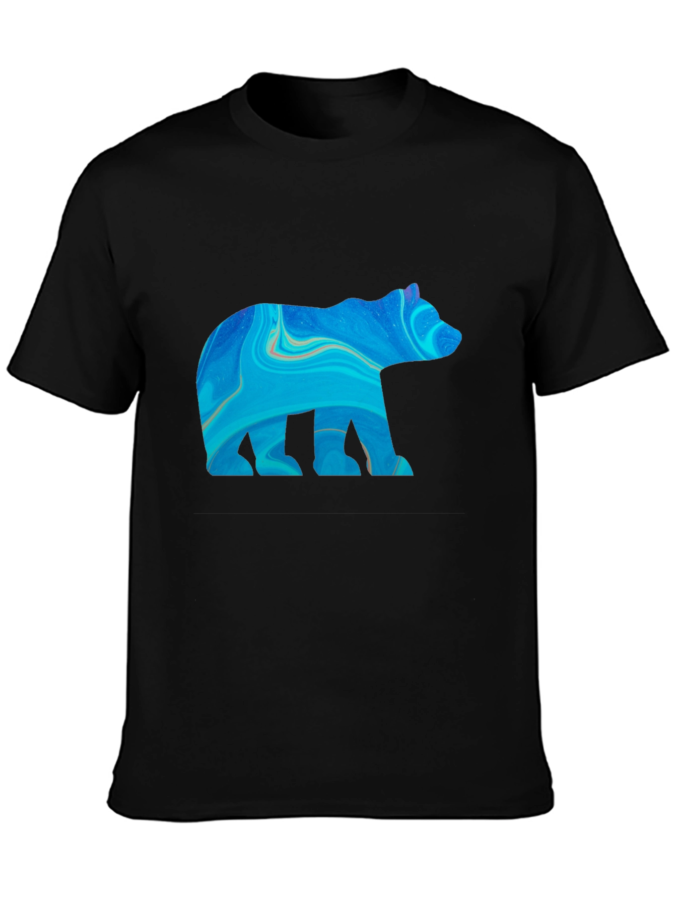 Abstract Bear Graphic Print Black T-Shirt