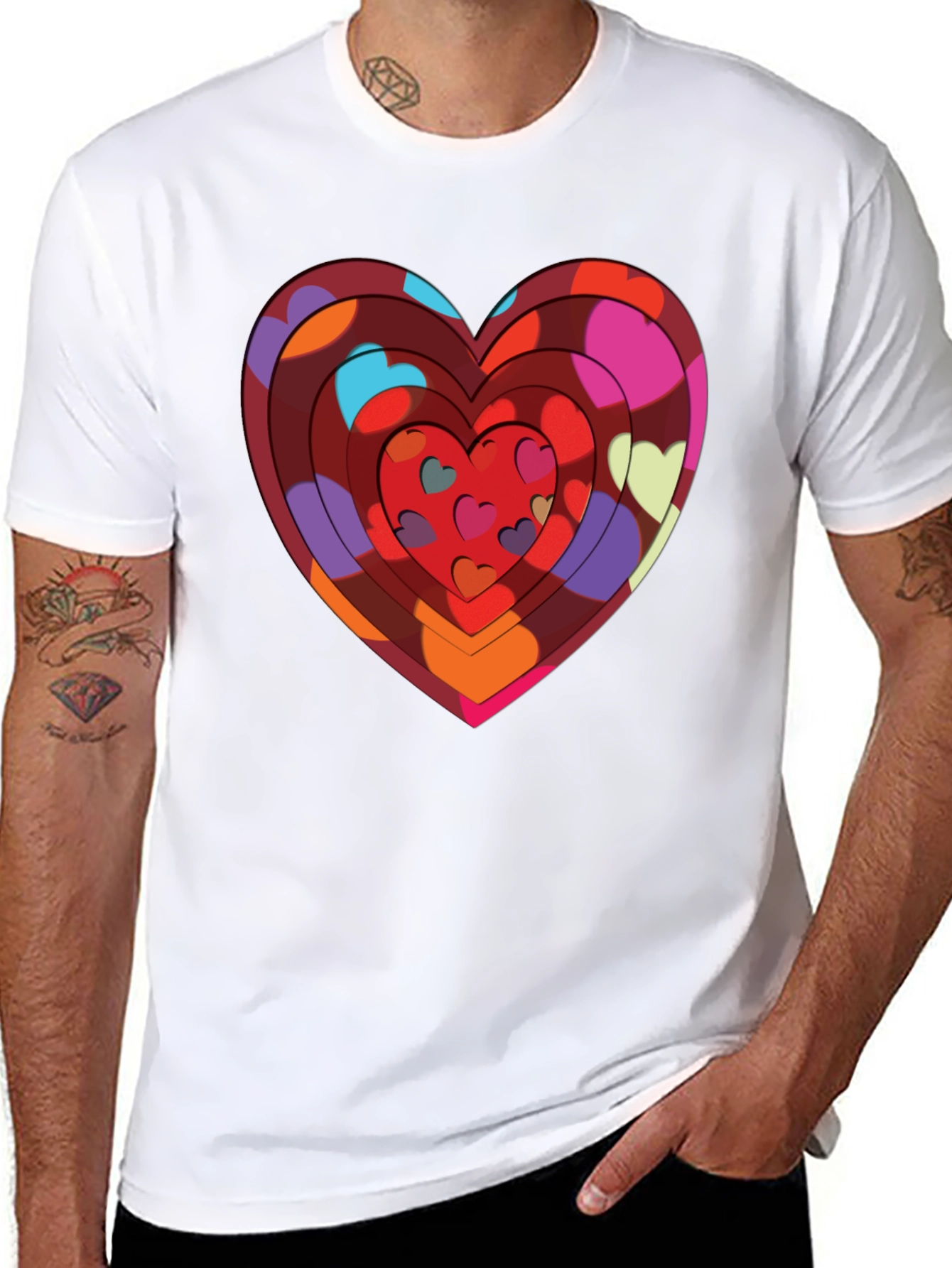 Heart Print Black T-Shirt: Bold & Stylish Design