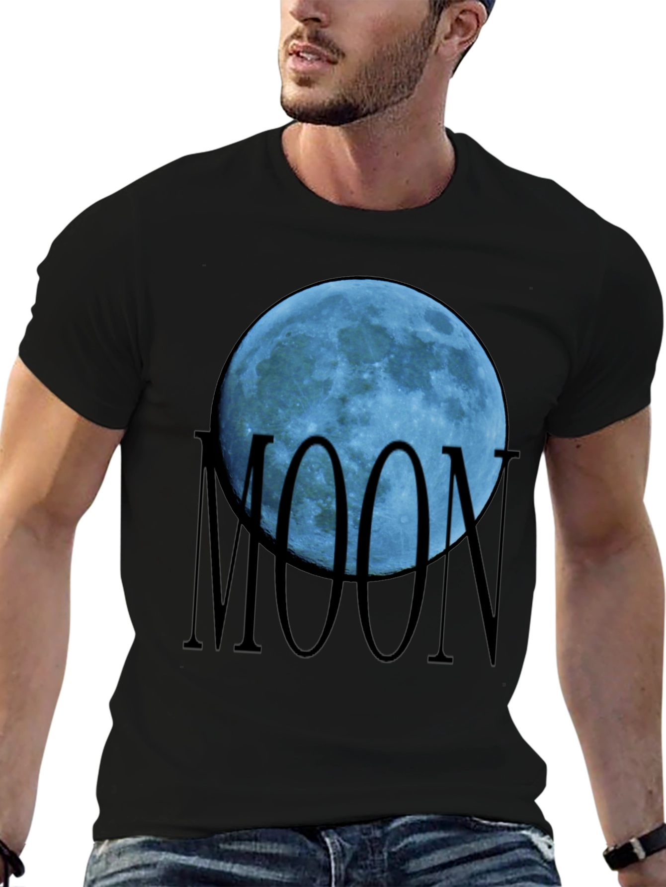 Blue Moon Graphic Black T-Shirt