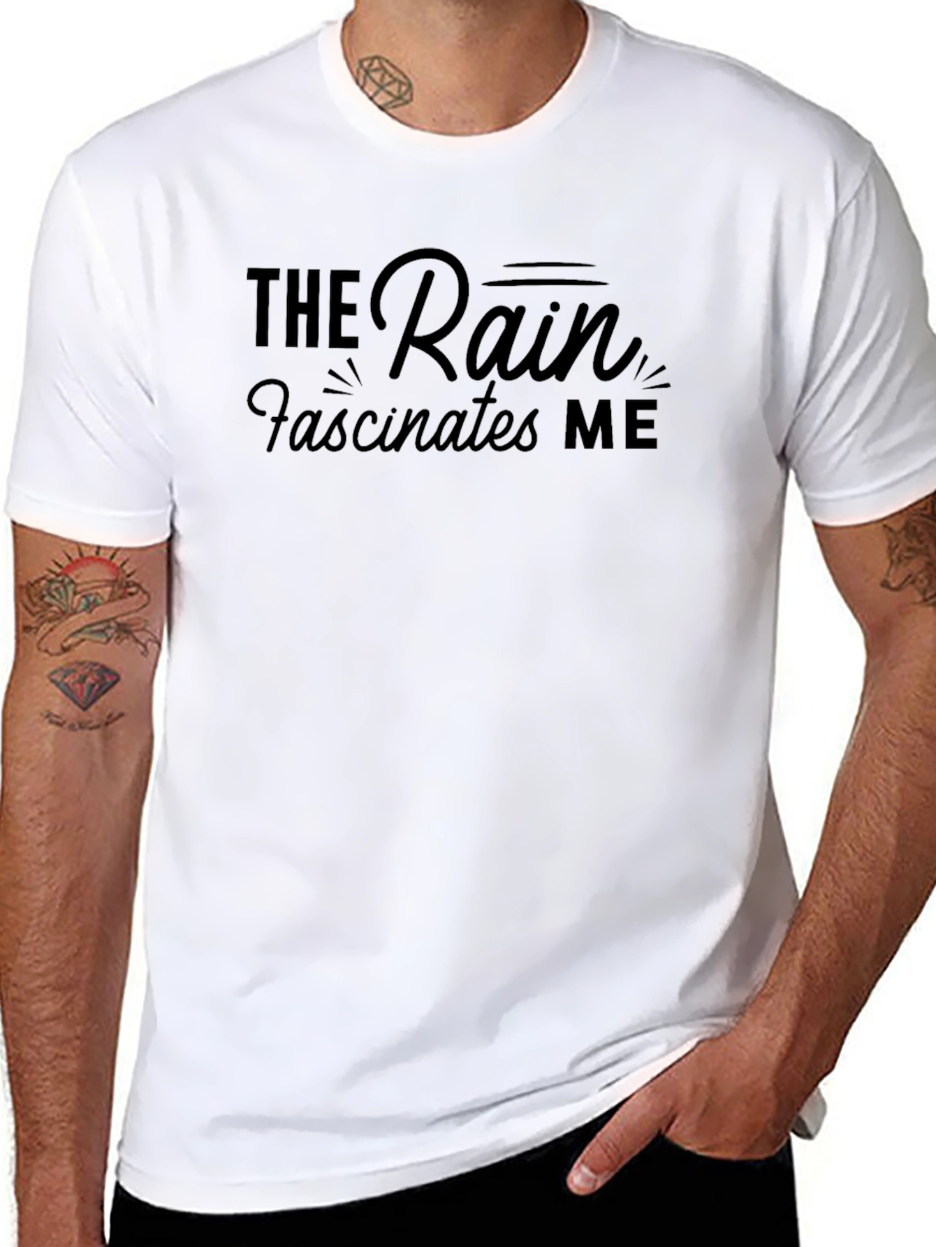 The Rain Fascinates Me Black T-Shirt