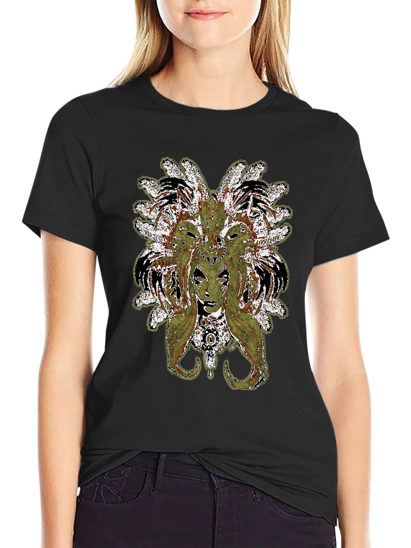 Medusa Graphic Print Black T-Shirt