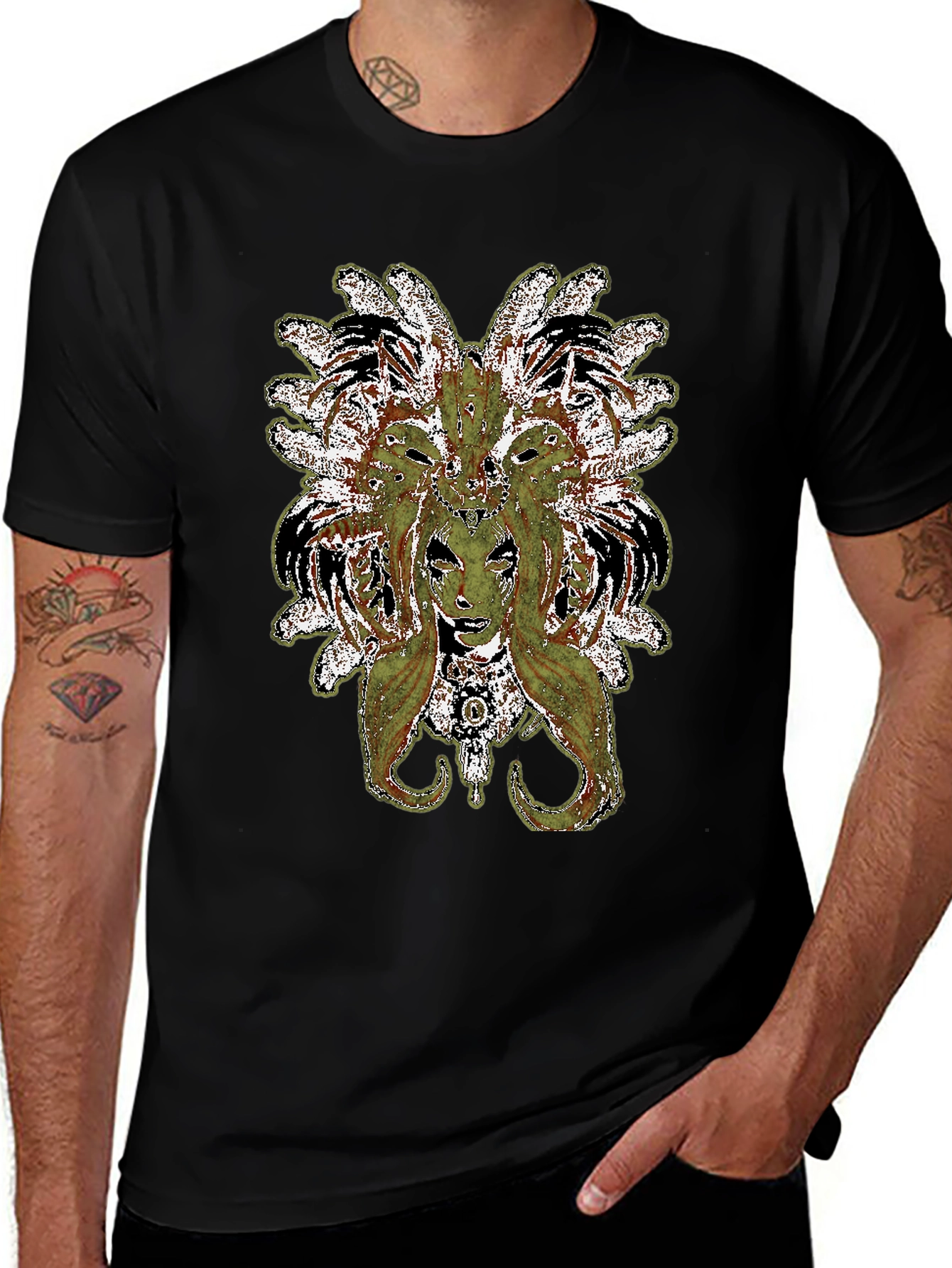 Medusa Graphic Print Black T-Shirt