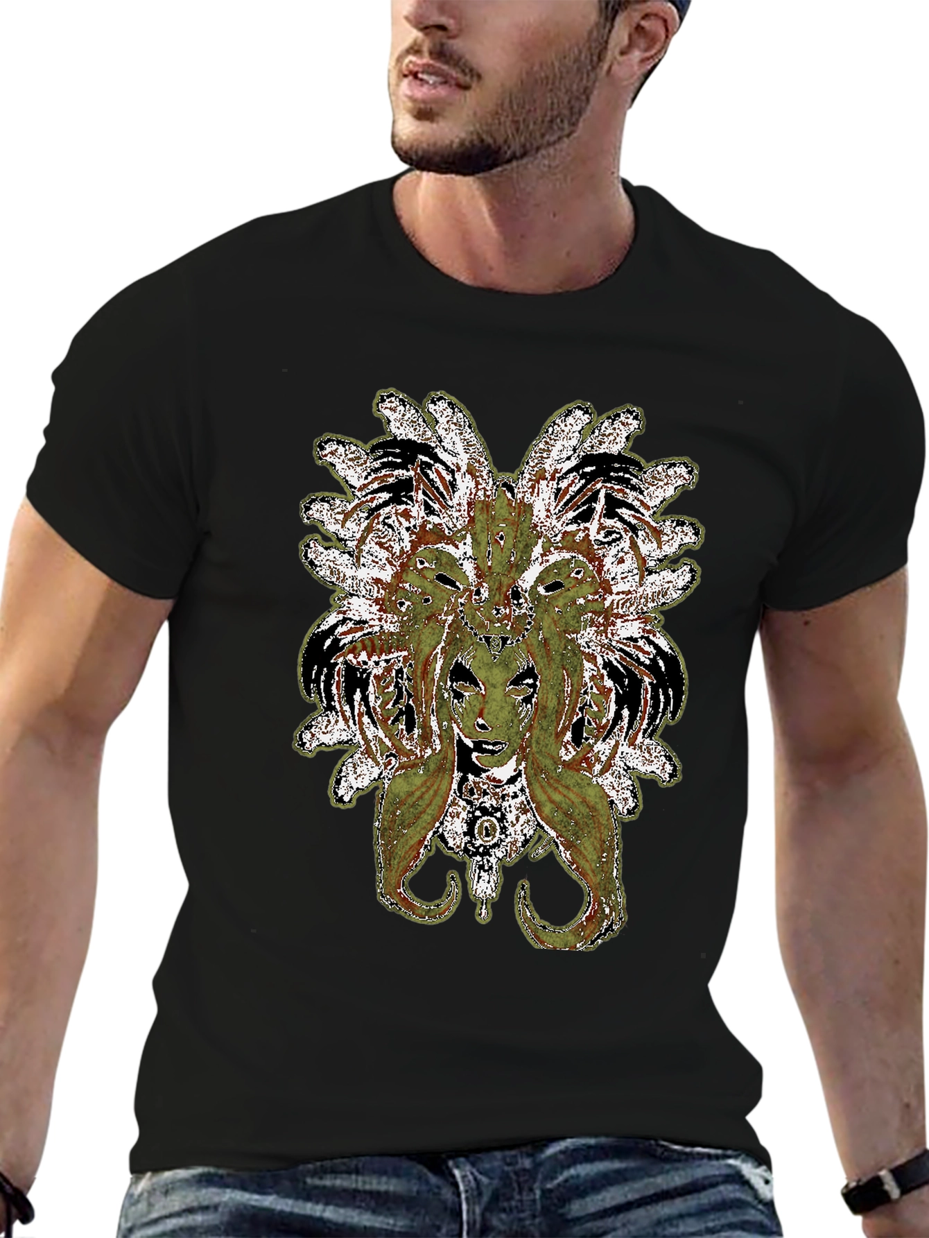 Medusa Graphic Print Black T-Shirt