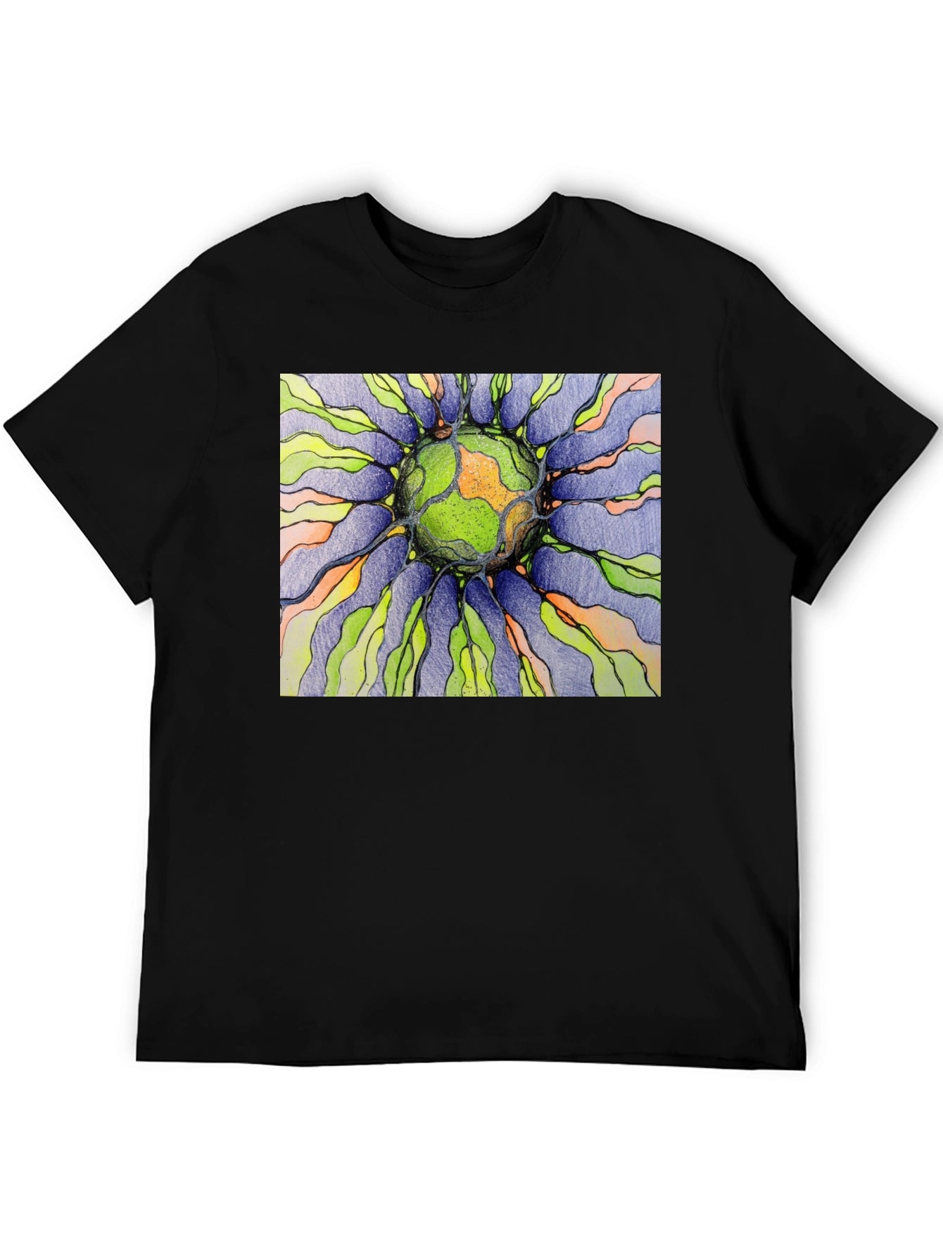 Abstract Earth Graphic Black T-Shirt