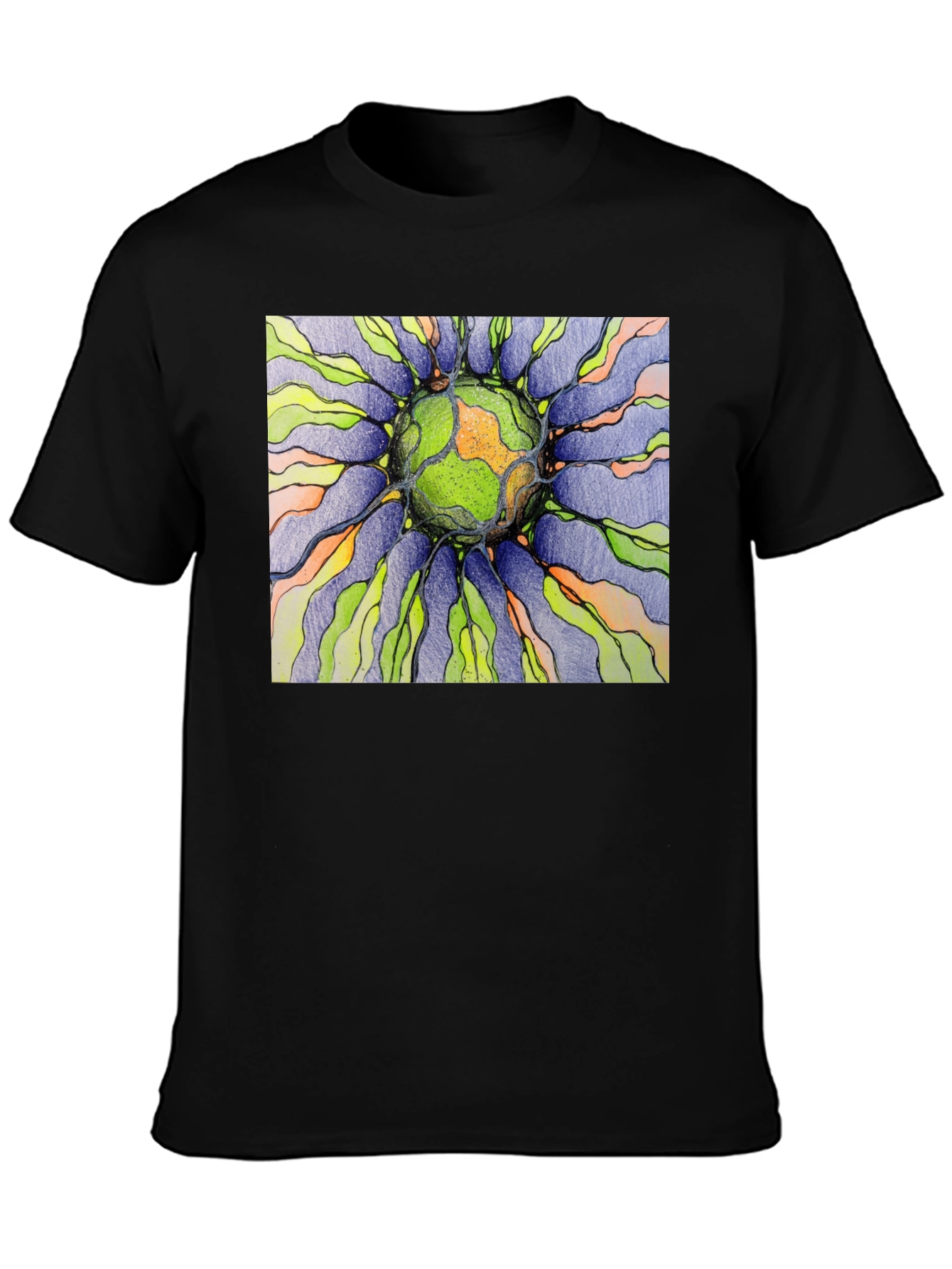 Abstract Earth Graphic Black T-Shirt