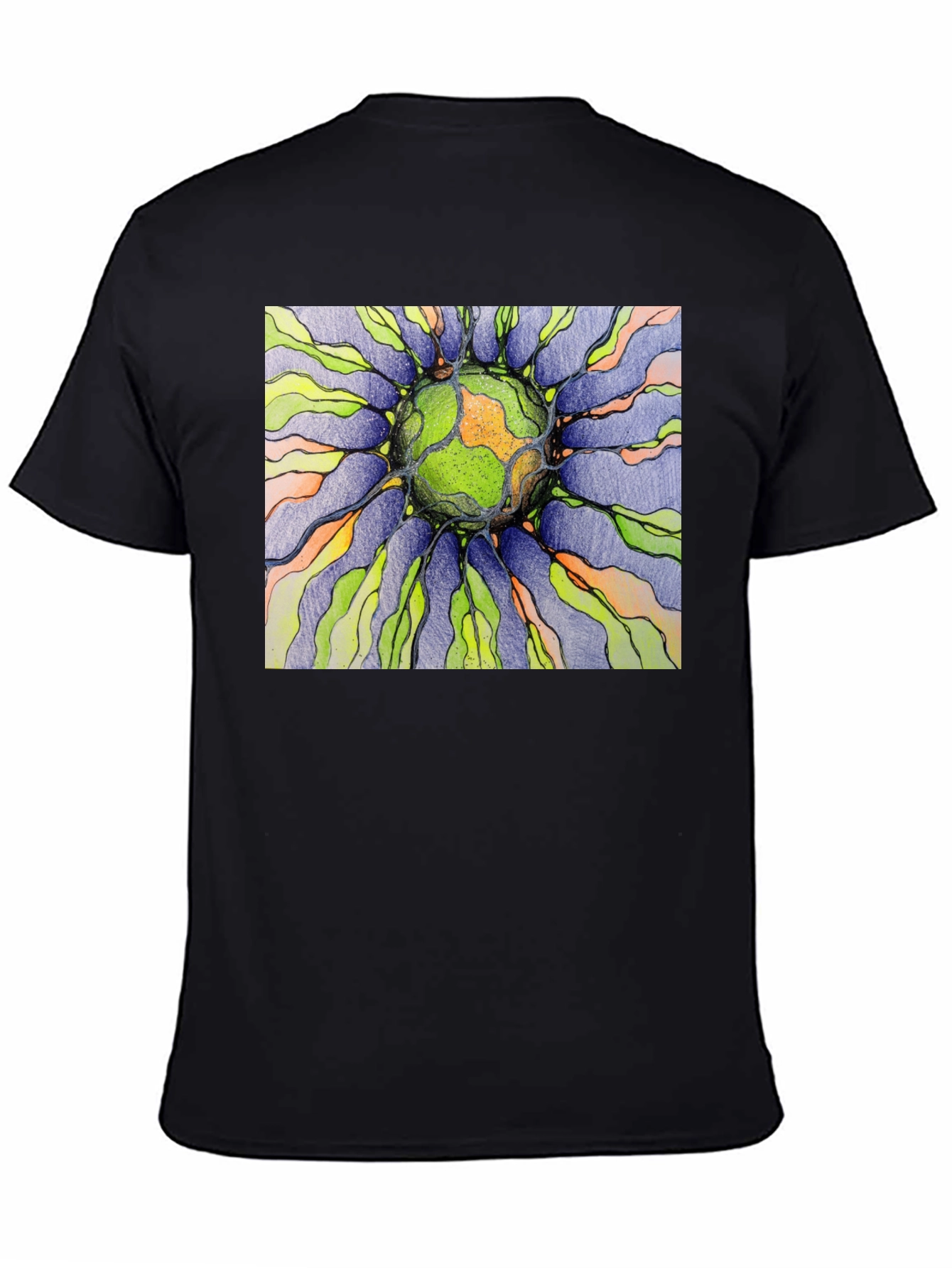 Abstract Earth Graphic Black T-Shirt