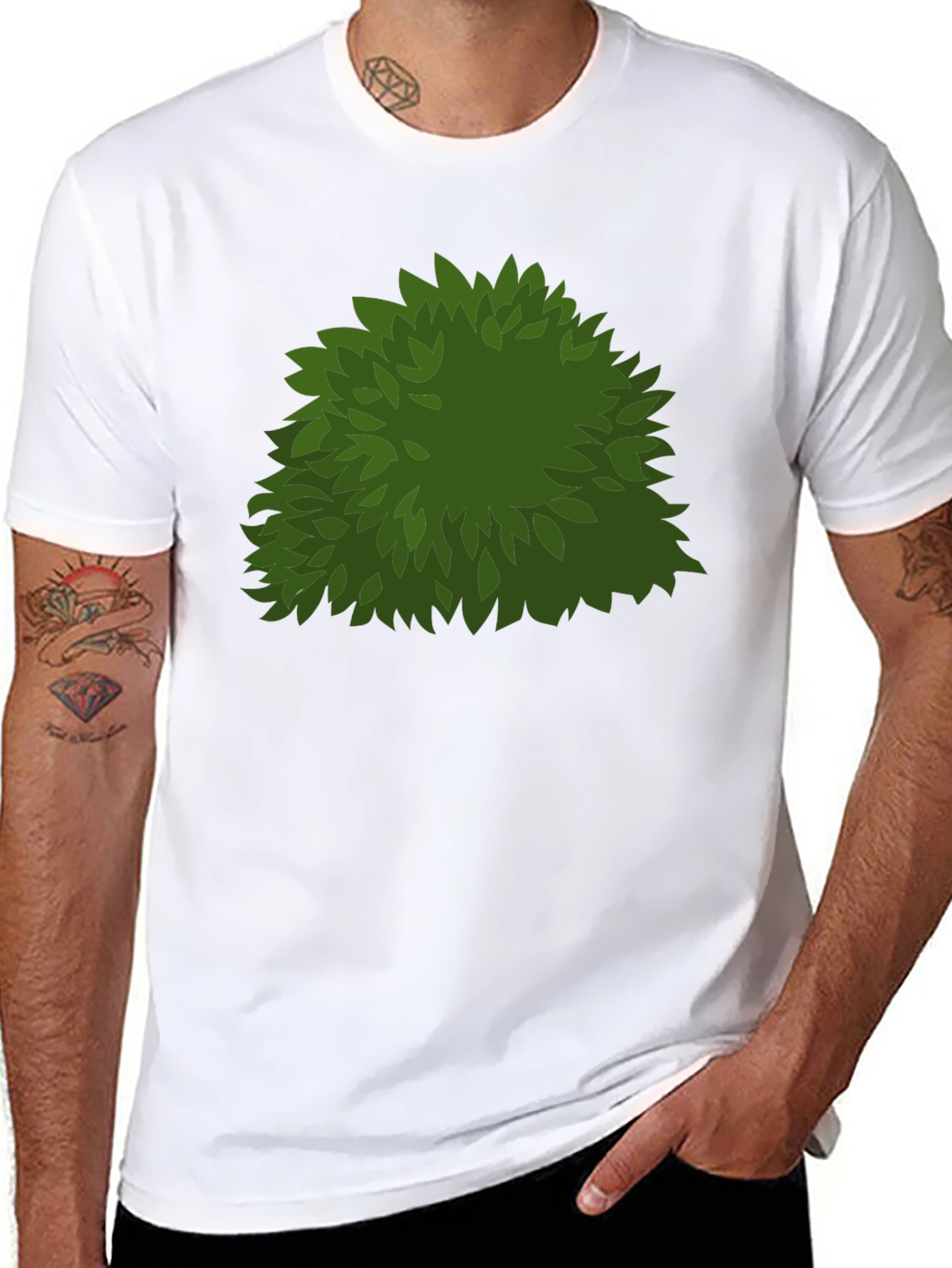 Bush Graphic T-Shirt - Green Leaves Design
