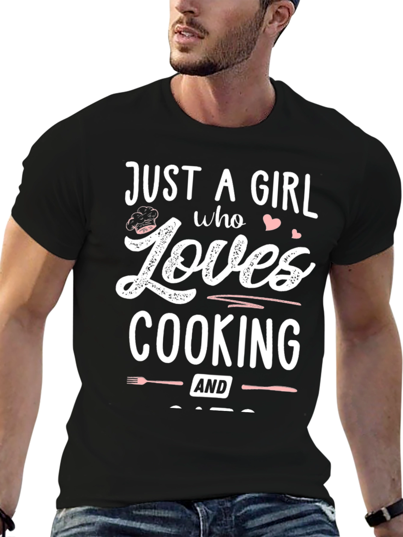 Just A Girl Who Loves Cooking Black T-Shirt