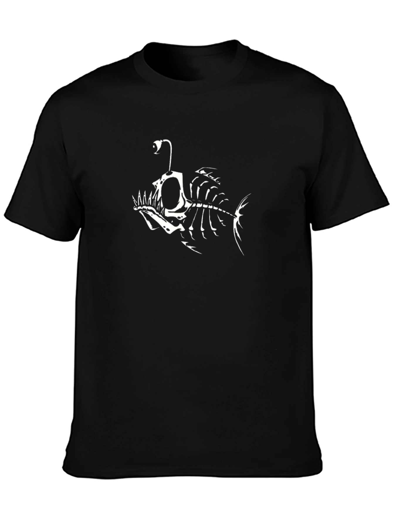 Anglerfish Skeleton Graphic Tee - Black Cotton T-Shirt