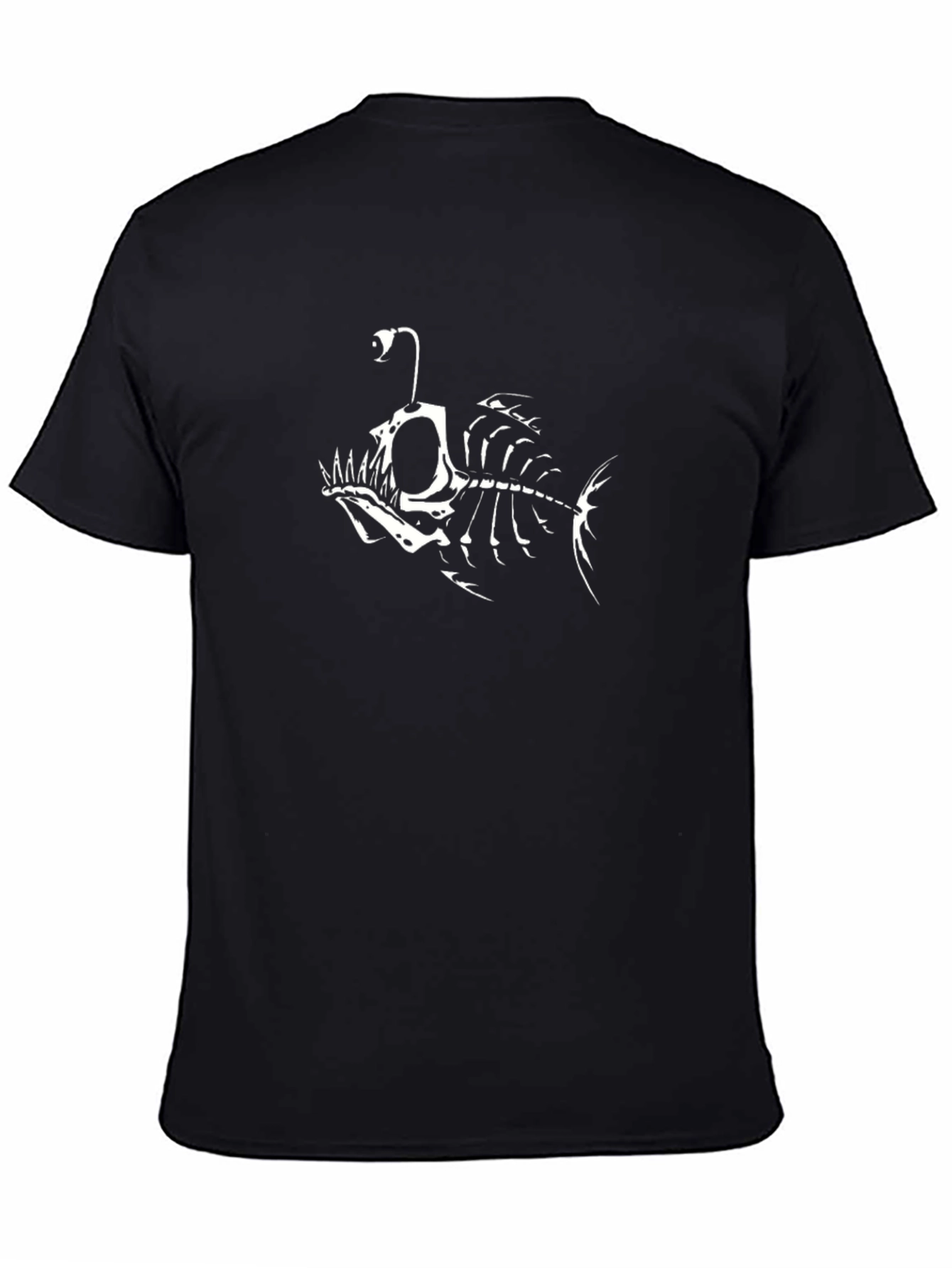 Anglerfish Skeleton Graphic Tee - Black Cotton T-Shirt