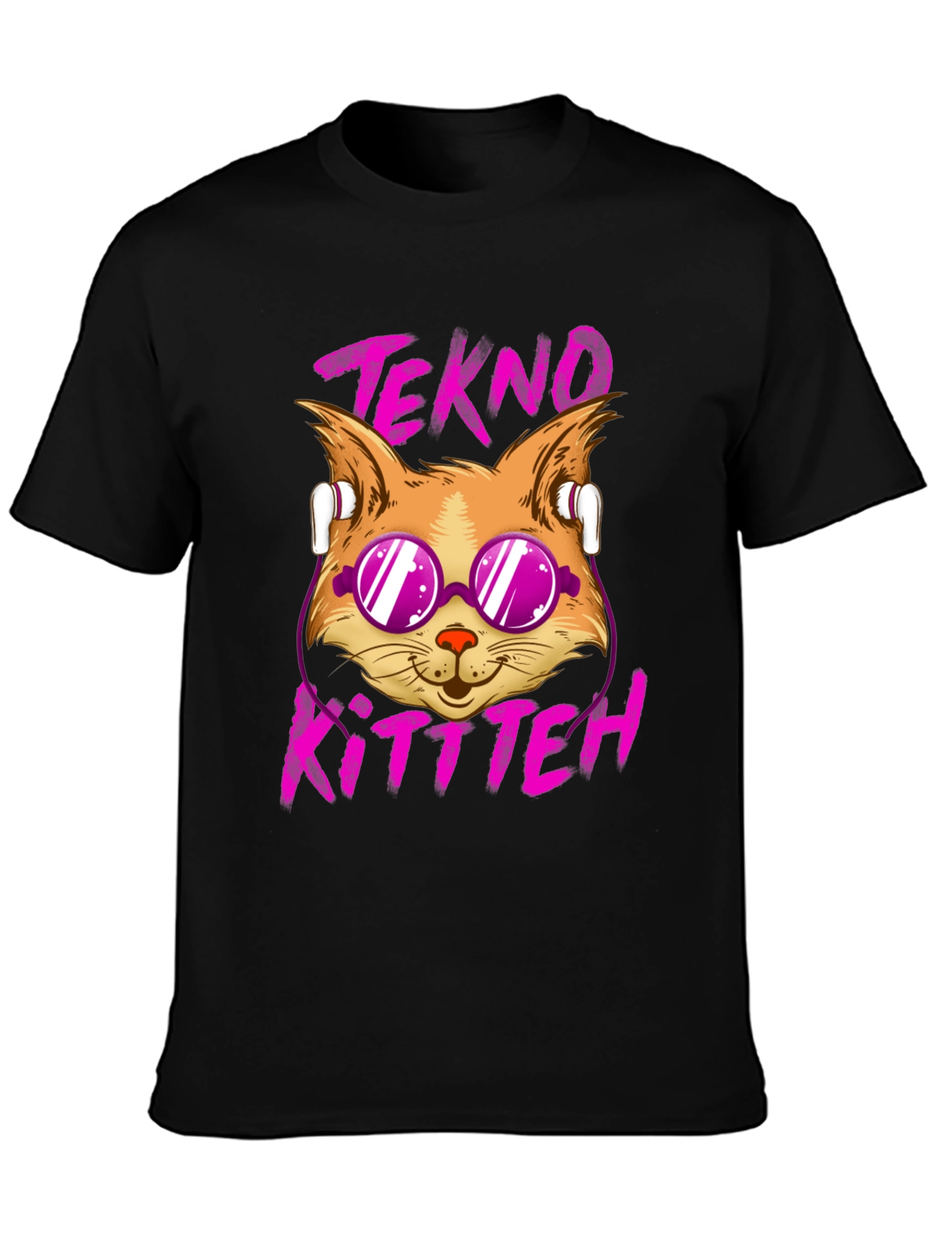 Tekno Kitten Graphic Tee - Cool Cat Design