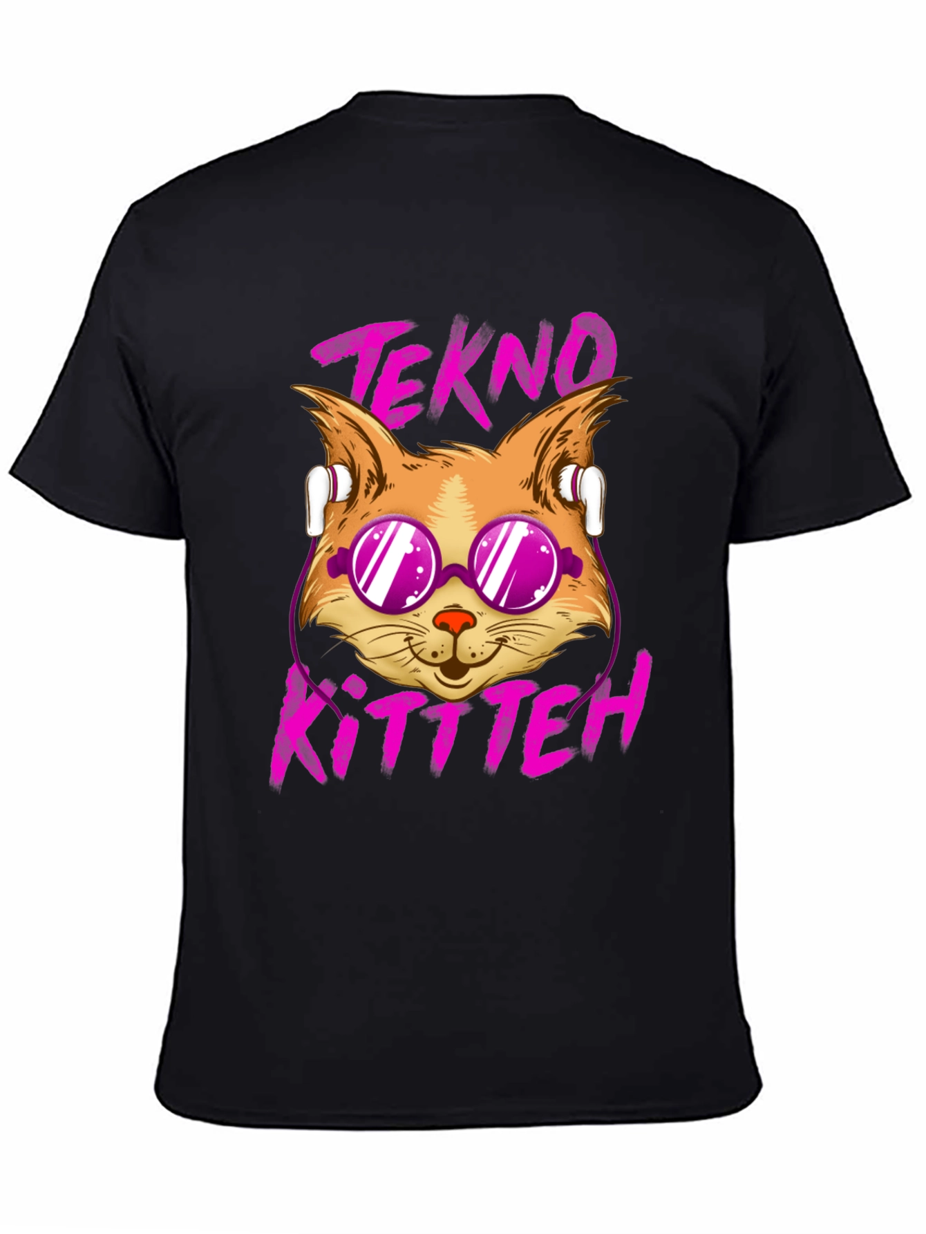 Tekno Kitten Graphic Tee - Cool Cat Design
