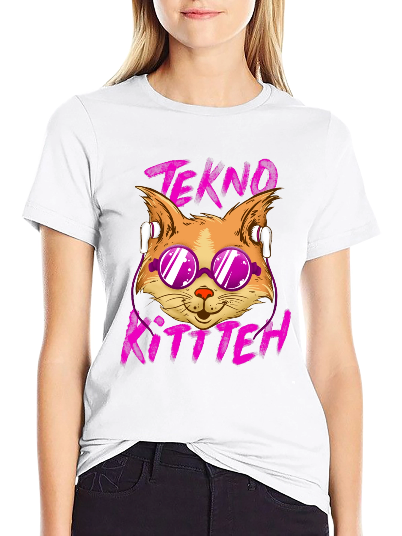 Tekno Kitten Graphic Tee - Cool Cat Design