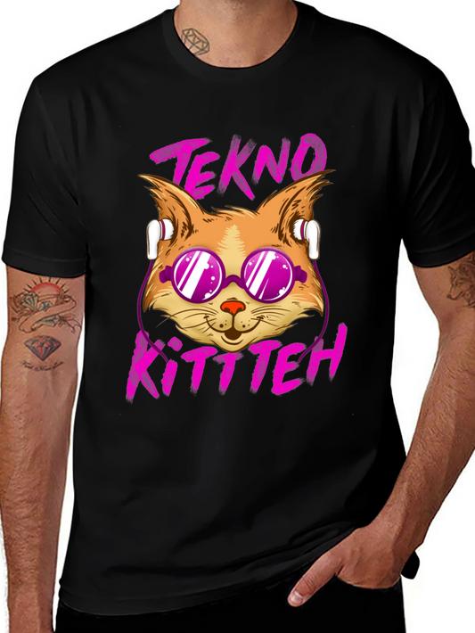 Tekno Kitten Graphic Tee - Cool Cat Design